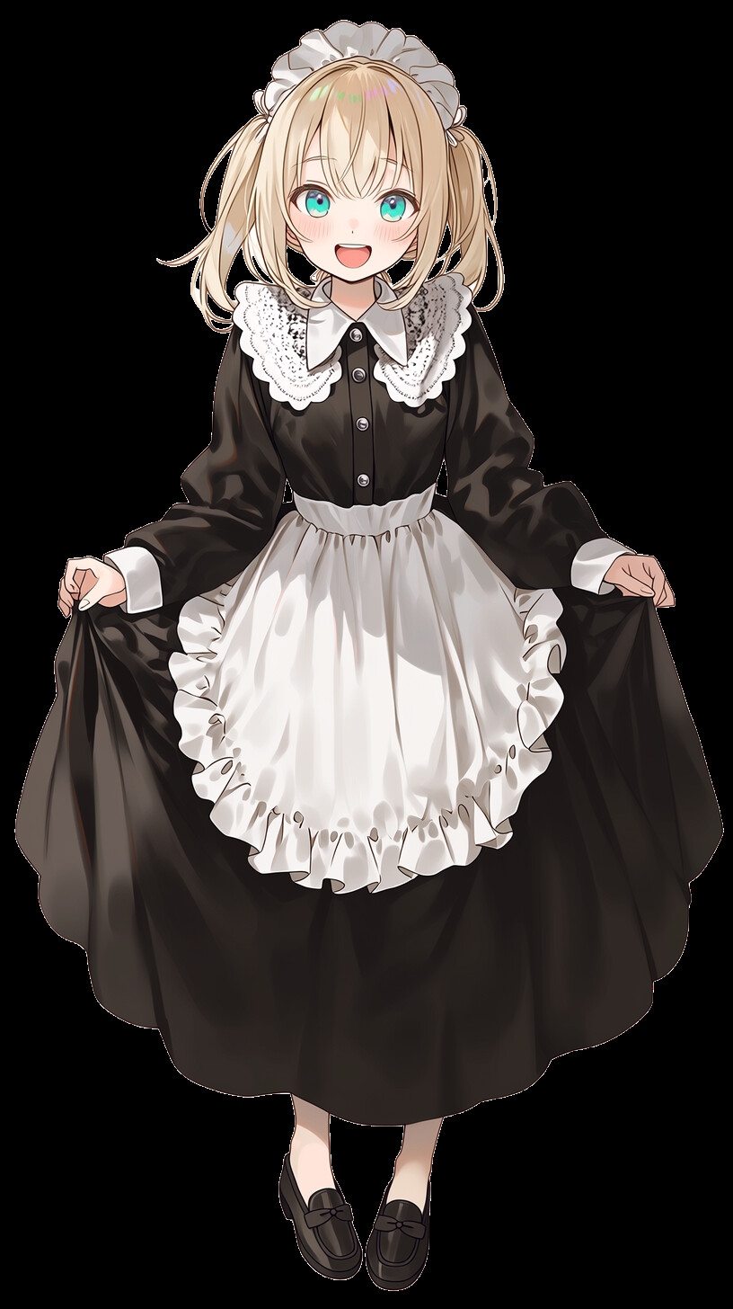 【表情差分17種】立ち絵素材#04_メイド【金髪】