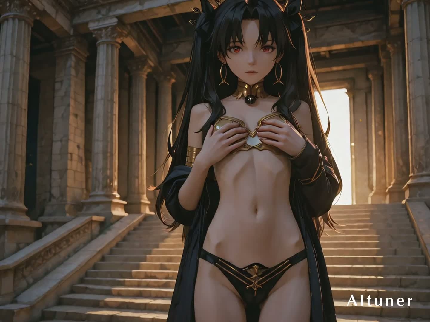 【18分HD】夕暮れの神殿で、彼女はゆっくり脱いでいく