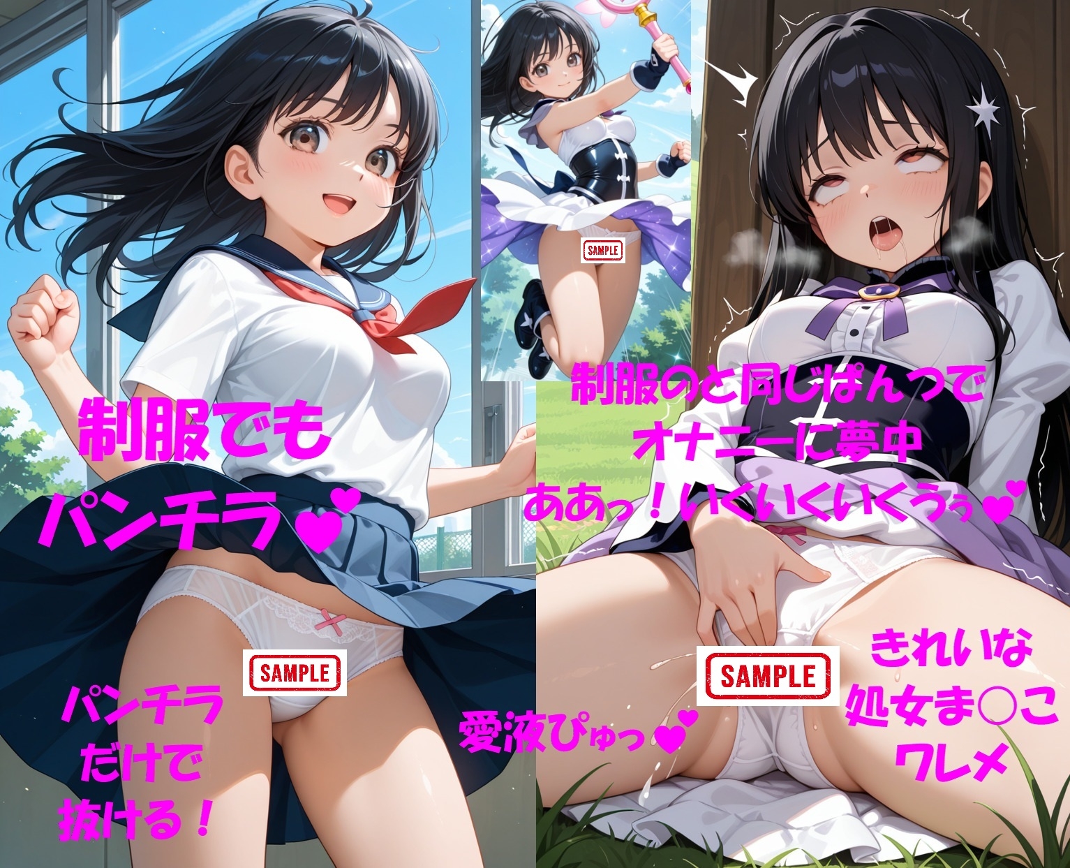 パンチラJKが魔法少女に変身★オナニーでイクぅ！3―黒髪JK、オナニーに夢中―