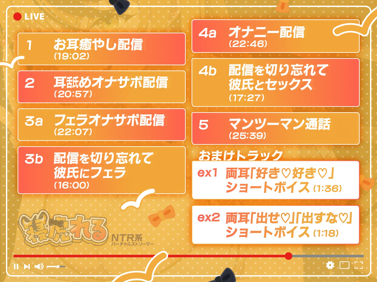 【早期購入特典付き】NTR系バーチャルストリーマー寝虎れる～配信を切り忘れた清楚系(?)ASMR配信者のオモテとウラ～【KU100】