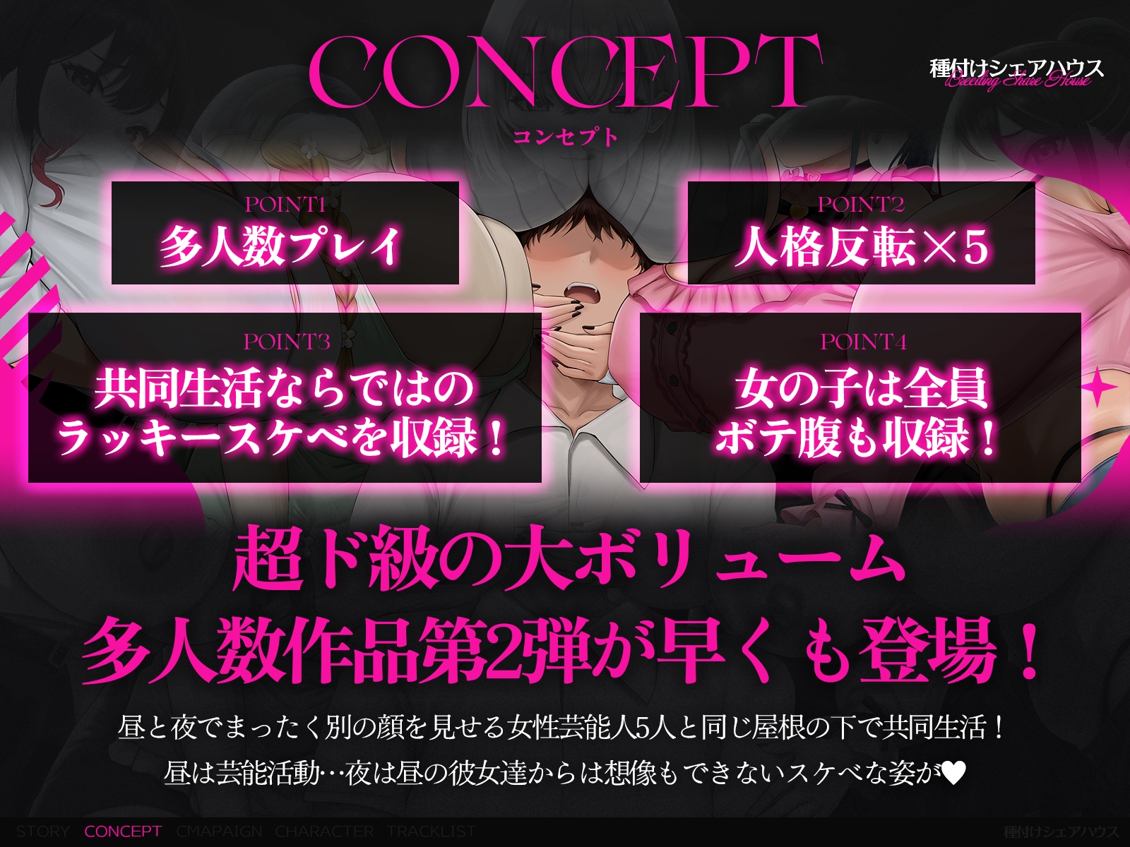 【早期特典x4時間半x5人ハーレム】種付けシェアハウス～女性芸能人5人と秘密の共同性活～ – Preview 2
