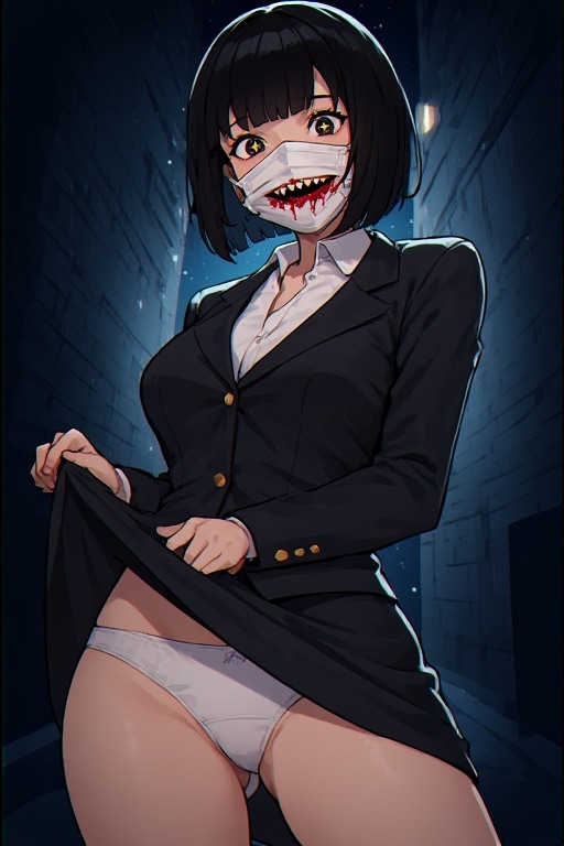 口裂け女の逆襲失敗 ～デカ尻パンチラの罠にハマった夜～