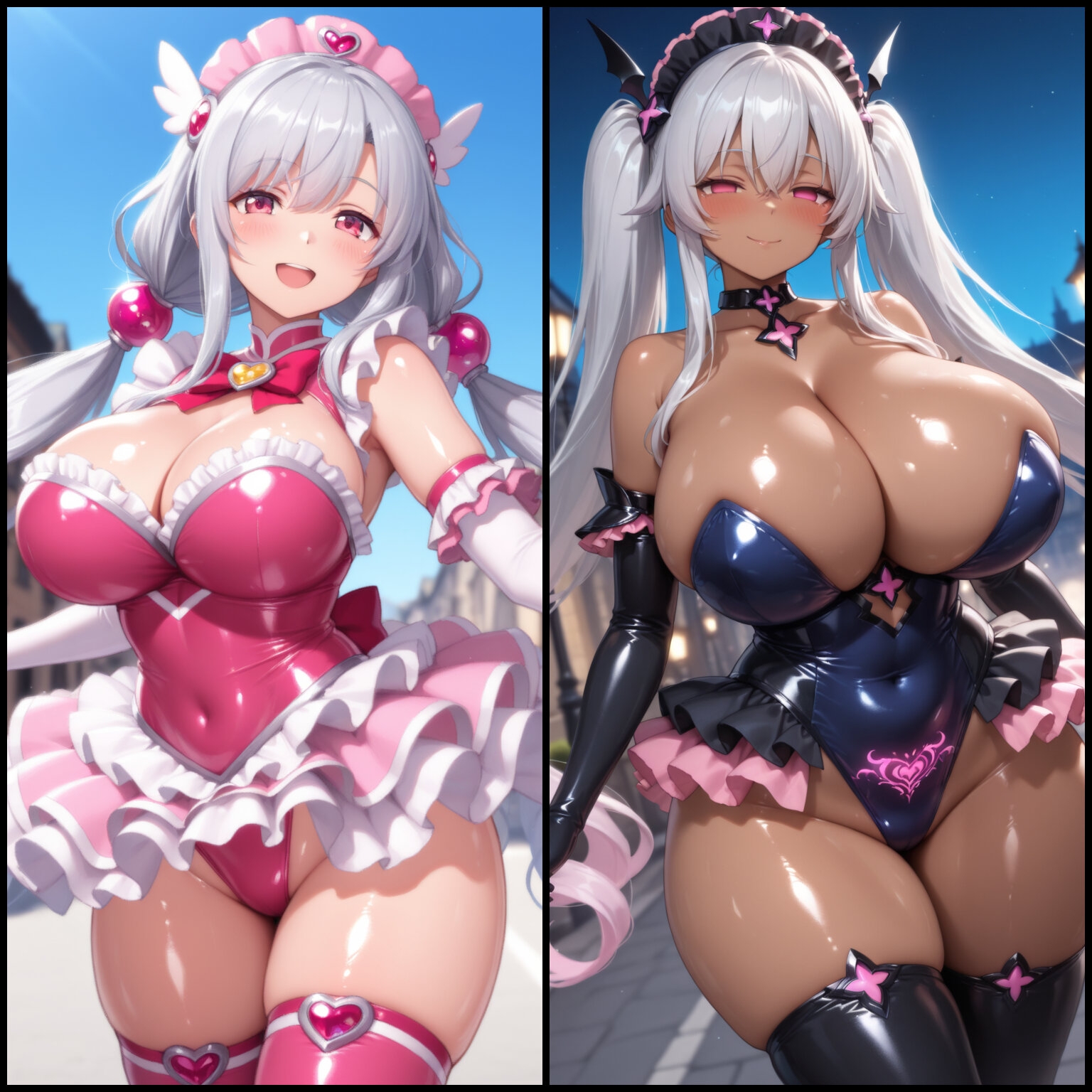 【悪堕ち×淫紋】銀髪褐色の爆乳魔法少女。淫らな肉厚ボディで夜の街を彷徨い、見知らぬ男に搾り尽くされる