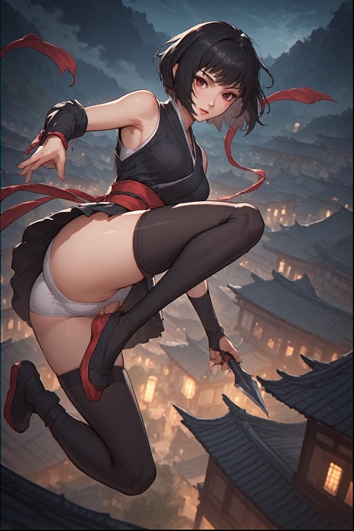 朧月のパンチラ暗殺 ～唐の巨漢を膝で落とした日本娘～