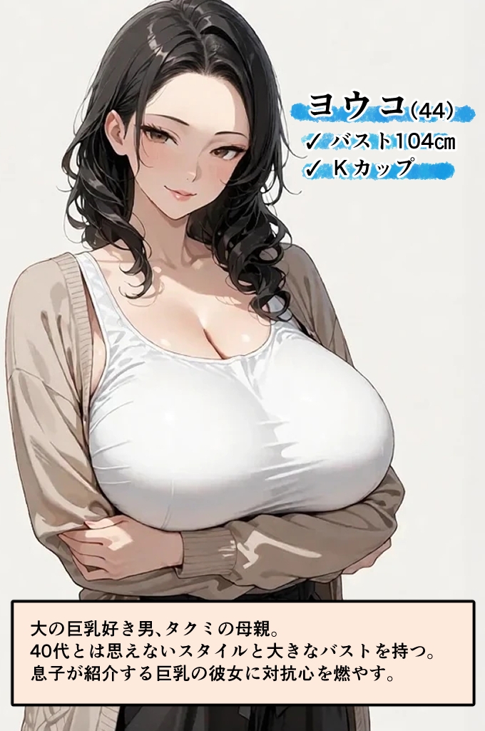 巨乳彼女を家に連れてきたら巨乳母と乳合わせ勝負になった話