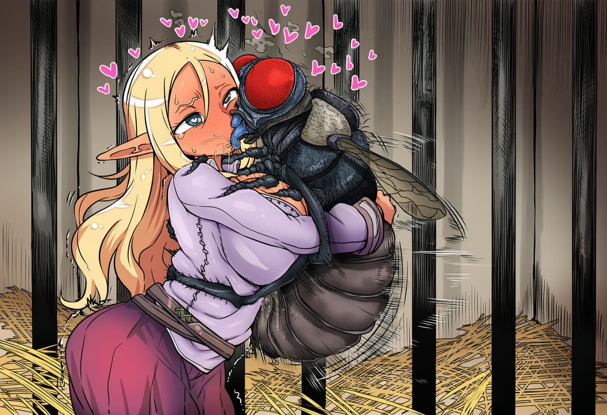 【異種】保護した魔蝿に懐かれたエルフ