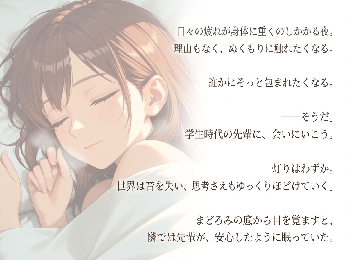 寝落ち特化ASMR|先輩に優しく褒められて眠る、自己肯定感回復の添い寝睡眠誘導 – Preview 3