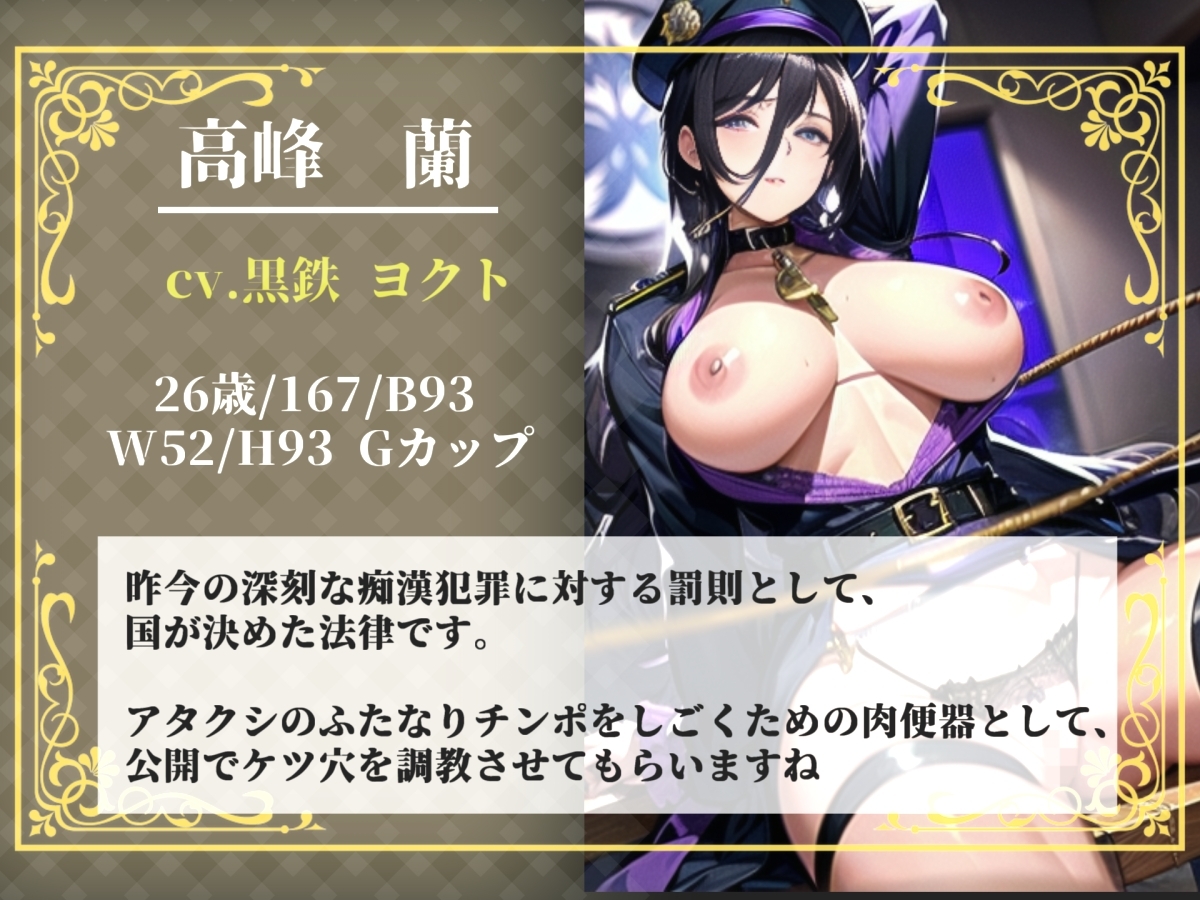 【プレミアムサウンド】【痴○撲滅法案施行】 童貞好きなふたなり婦警の公開逆レ○プショー✨公衆の面前でアナルを晒されながら、みじめなポーズのまま犯されてしまう。 – Preview 3