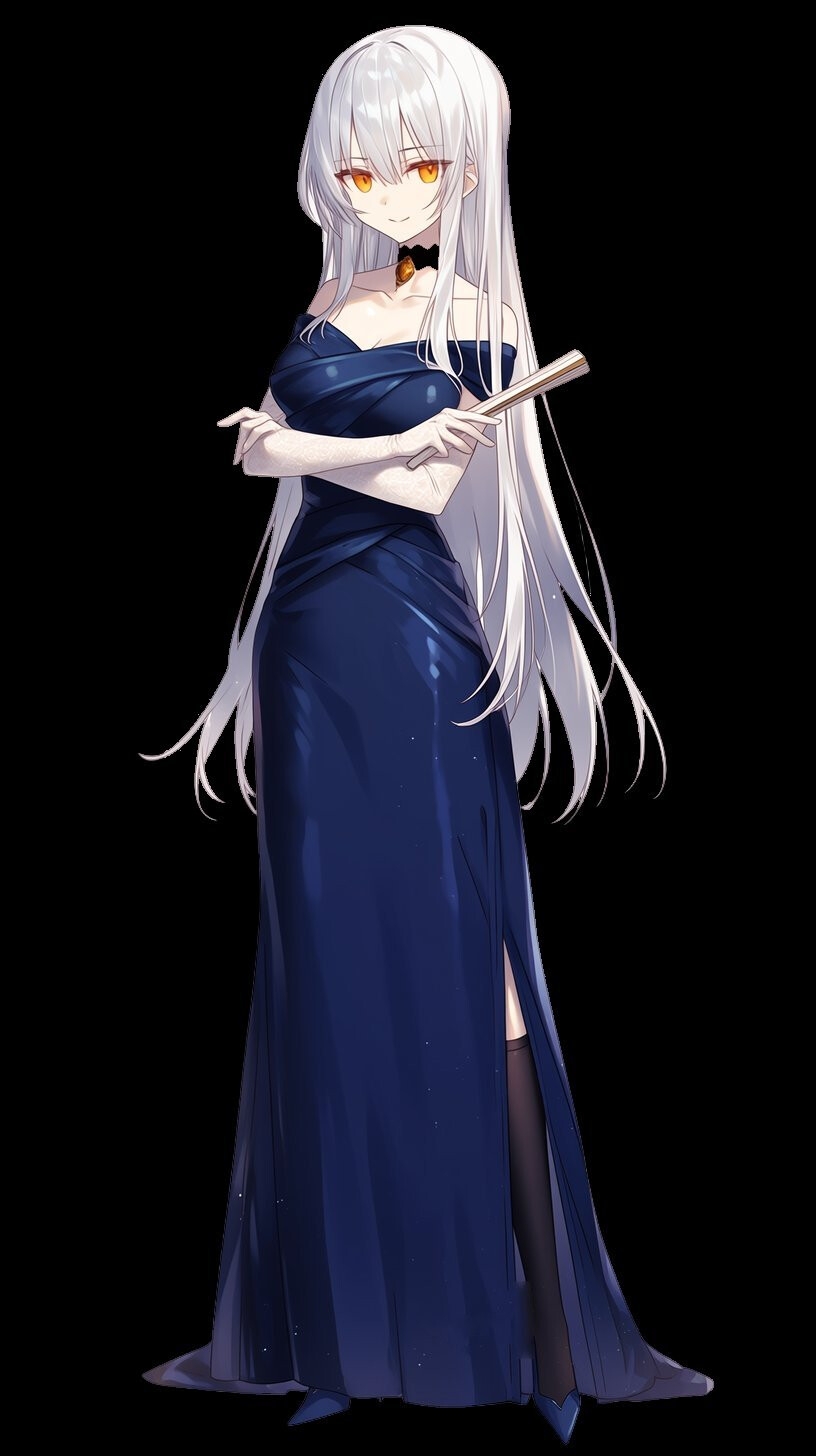 【表情差分14種】立ち絵素材#06_お嬢様【銀髪】