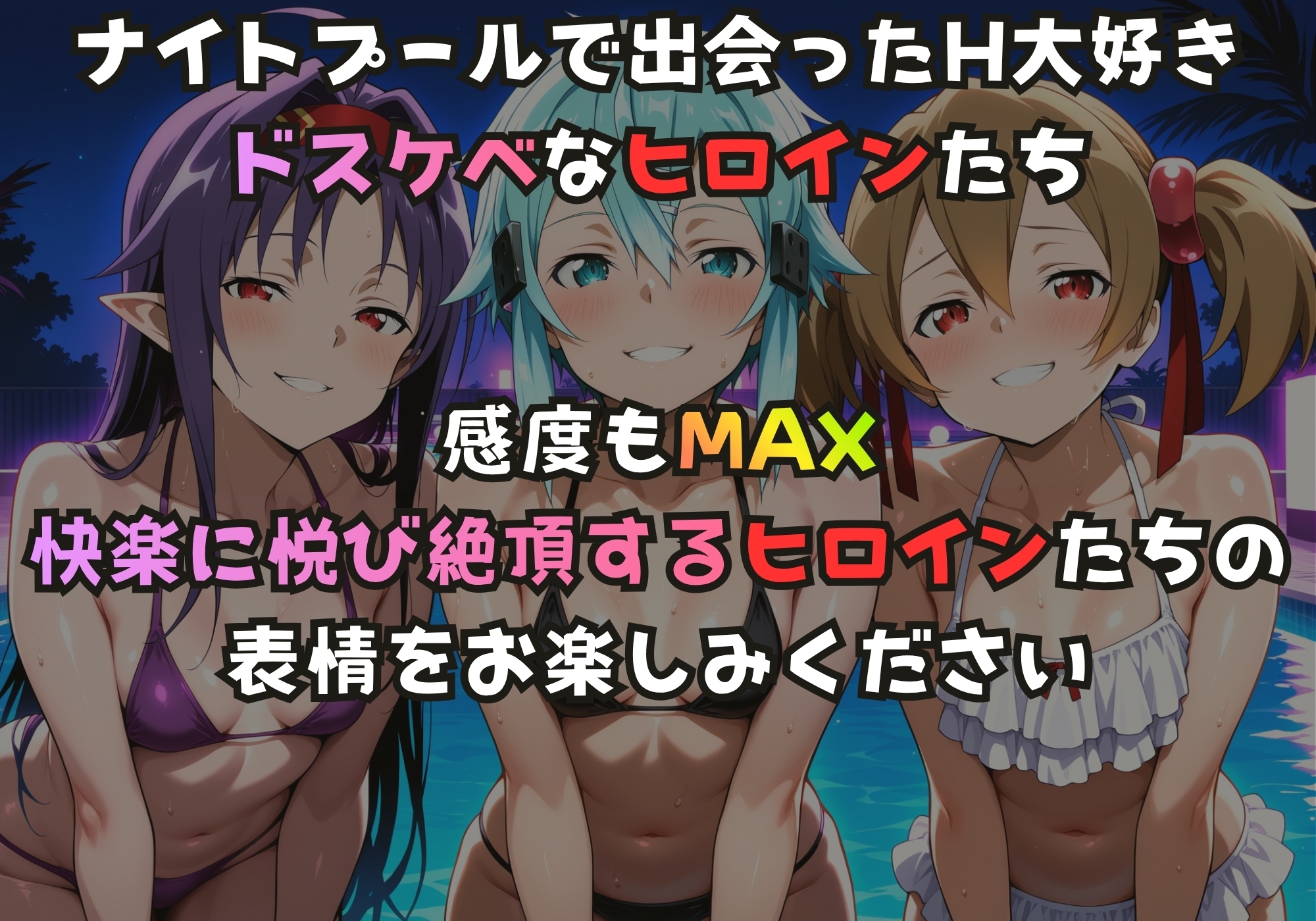 ナイトプールでガンギマるドスケベヒロイン ユ〇キ&シ〇ン&シ〇カ – Preview 2