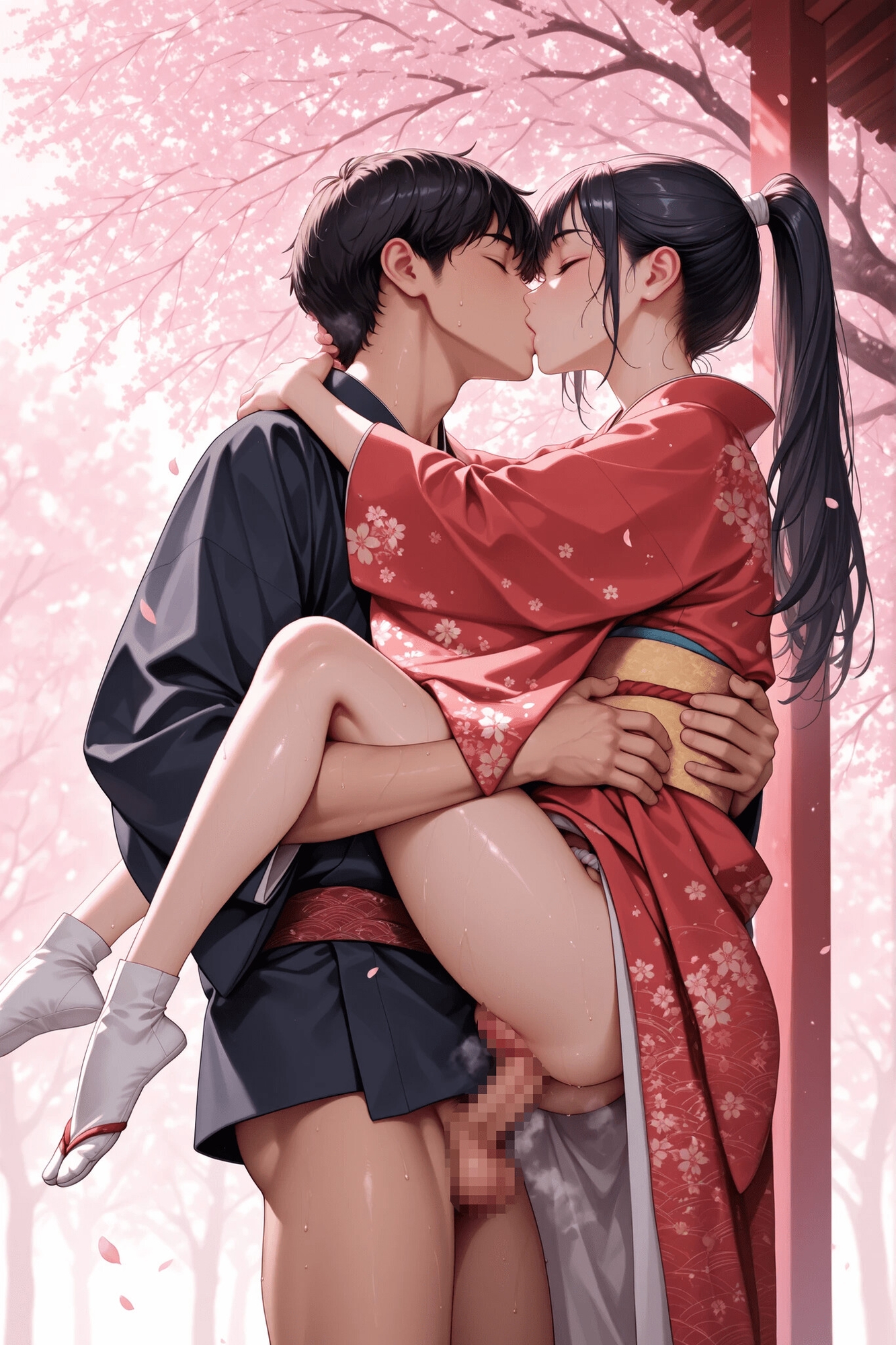 和服女性とお花見 見るだけじゃ我慢できないので、男のたくましいおしべを入れてみた。 – Preview 5