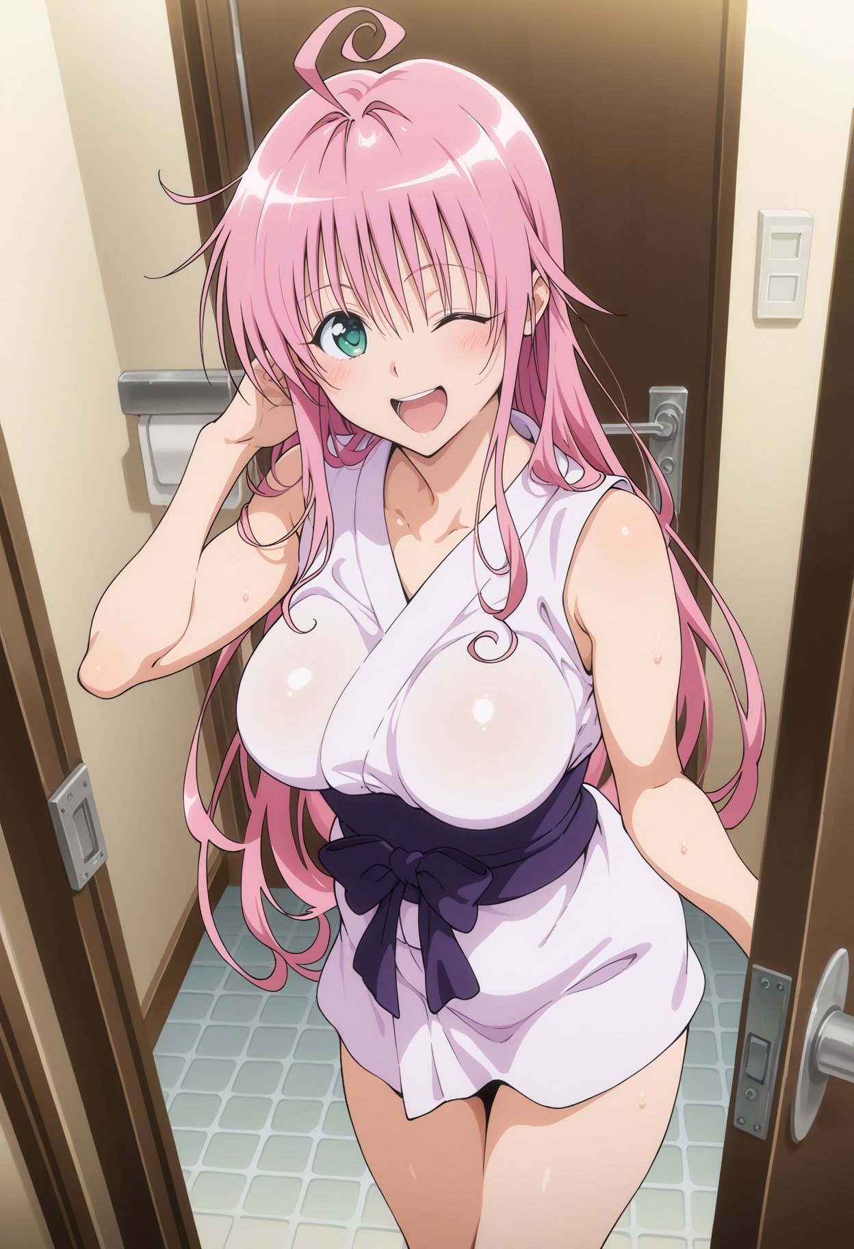 ラ〇コスプレの巨乳女の子とローションH