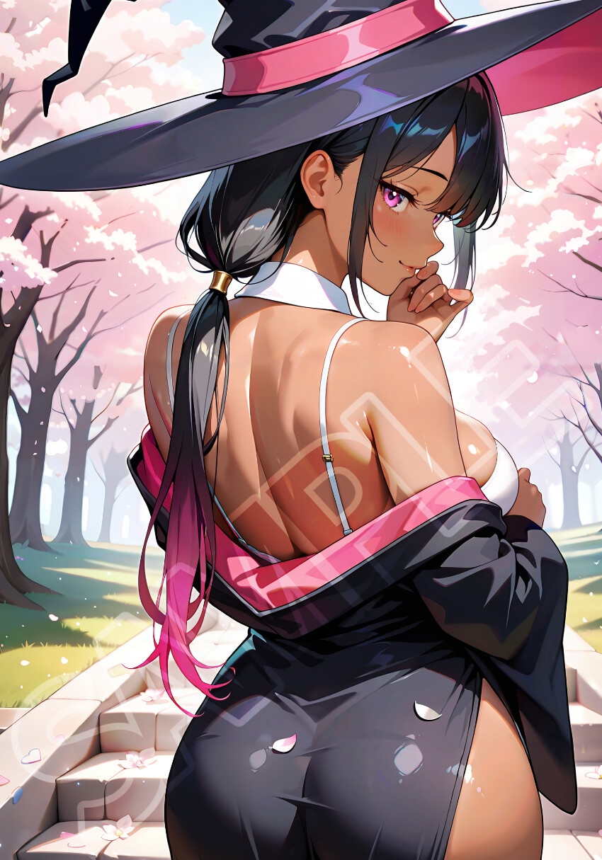 褐色黒魔女と桜デート – Preview 2