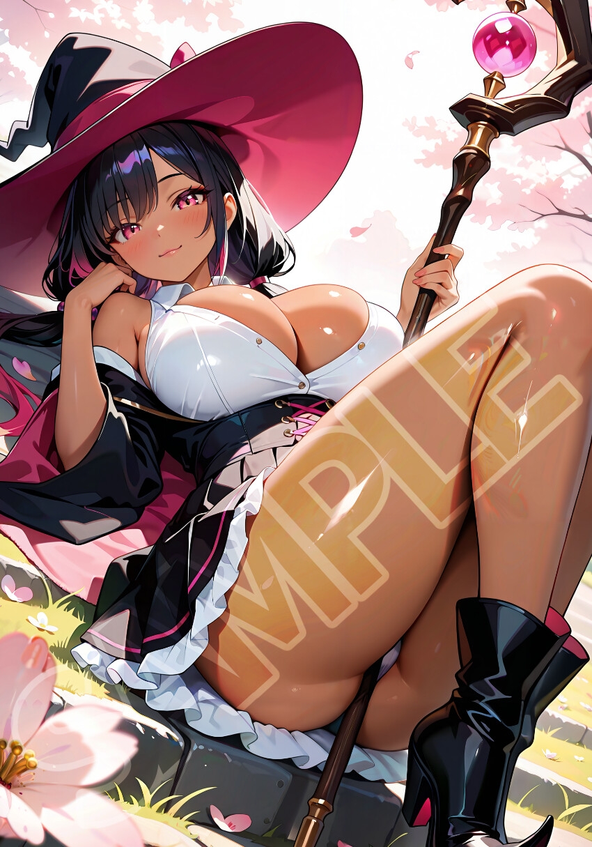 褐色黒魔女と桜デート – Preview 3