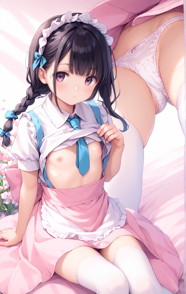 ピンクメイドの純粋無垢スジまん ～お花畑で大公開～