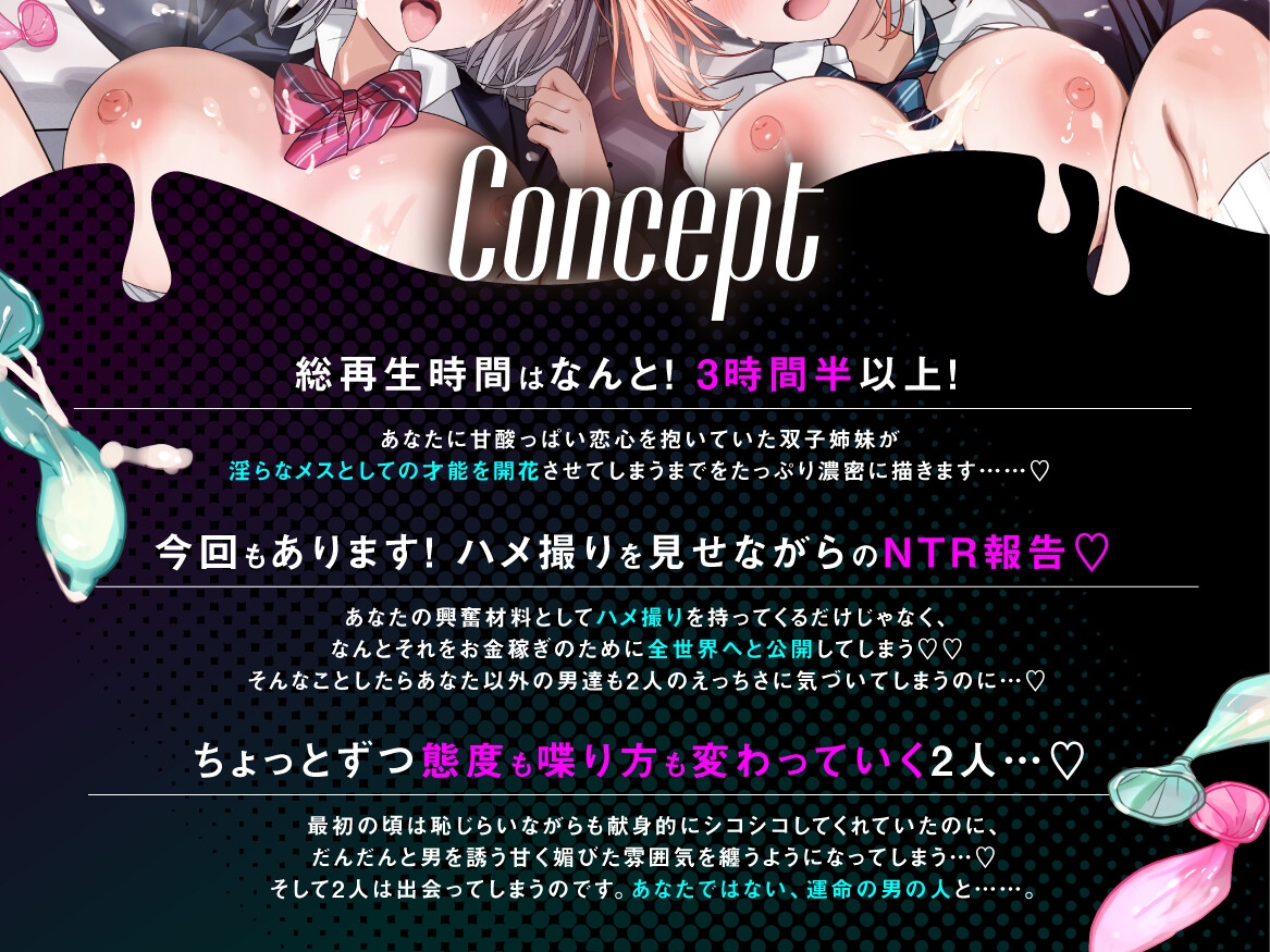 【総再生時間3時半以上！】双子姉妹のNTR報告 両片想いだった俺の天使達はイケメン裏垢男子の赤ちゃんを孕む