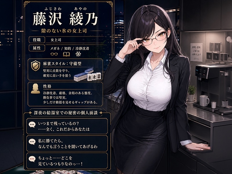 NTR商事 麻雀査定部 ～氷の女上司・綾乃の給湯室・個人面談～ 変態オフィス潜入:Hで給料アップ外伝
