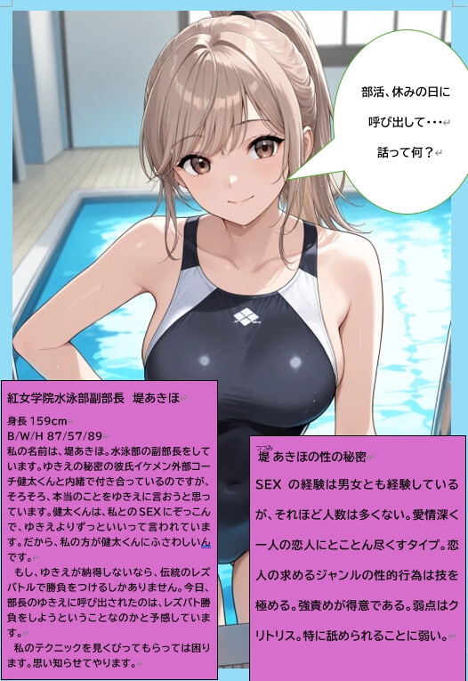 競泳水着レズバトル 娘たちの戦いの果てに～母親たちの聖域、母乳絞り合いの記録～