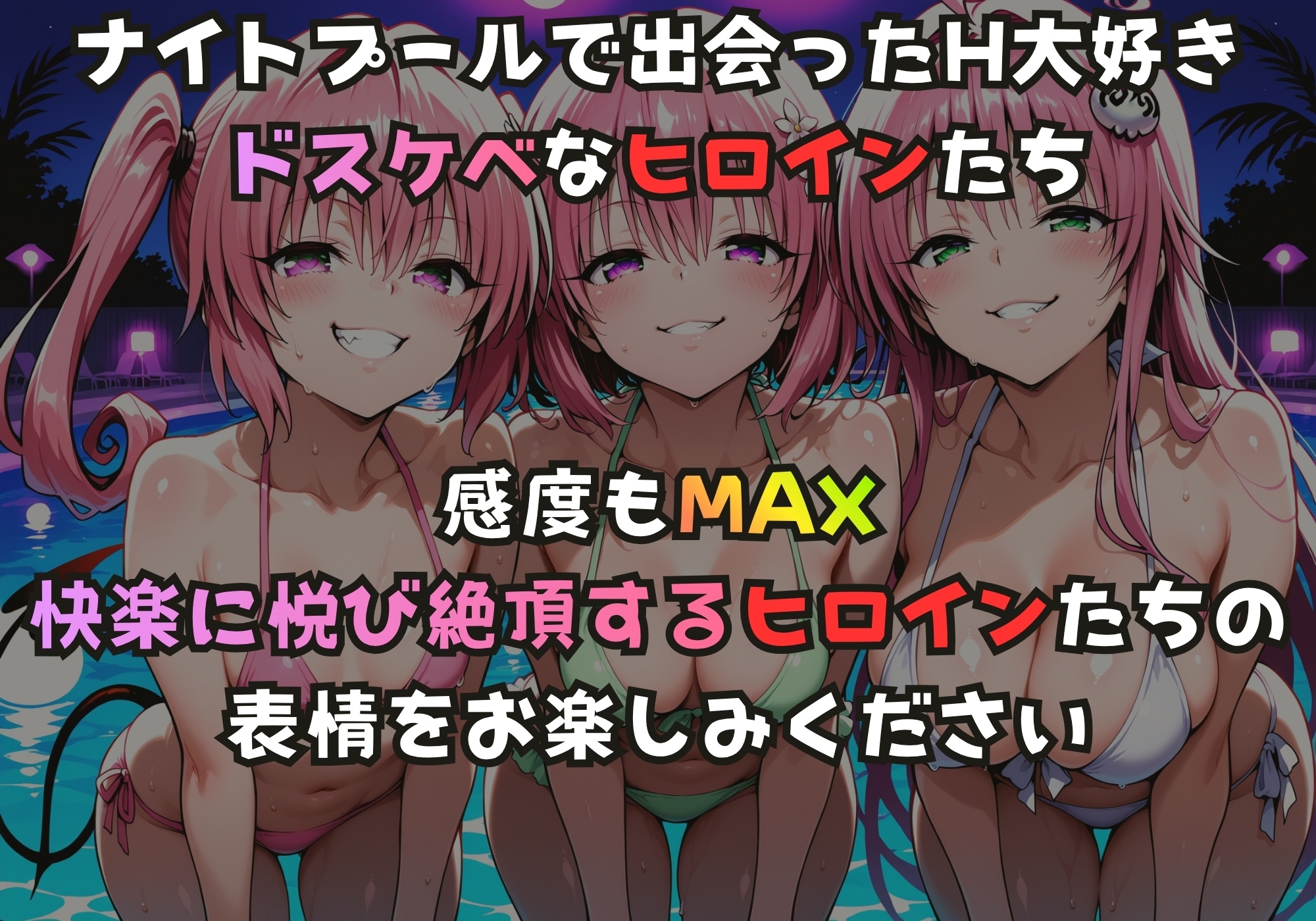 ナイトプールでガンギマるドスケベヒロイン ナ〇&モ〇&ラ〇