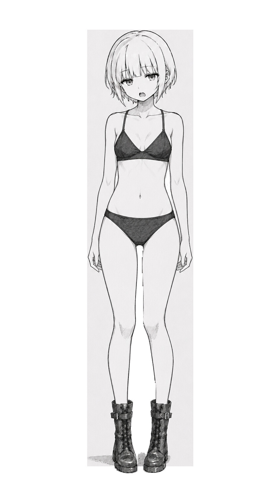 【立ち絵素材PSD/2000通り以上】モノクロちゃん|表情差分+衣装4種+靴2種|商用OK・R-18OK・加工OK【AI使用素材】 – Preview 6