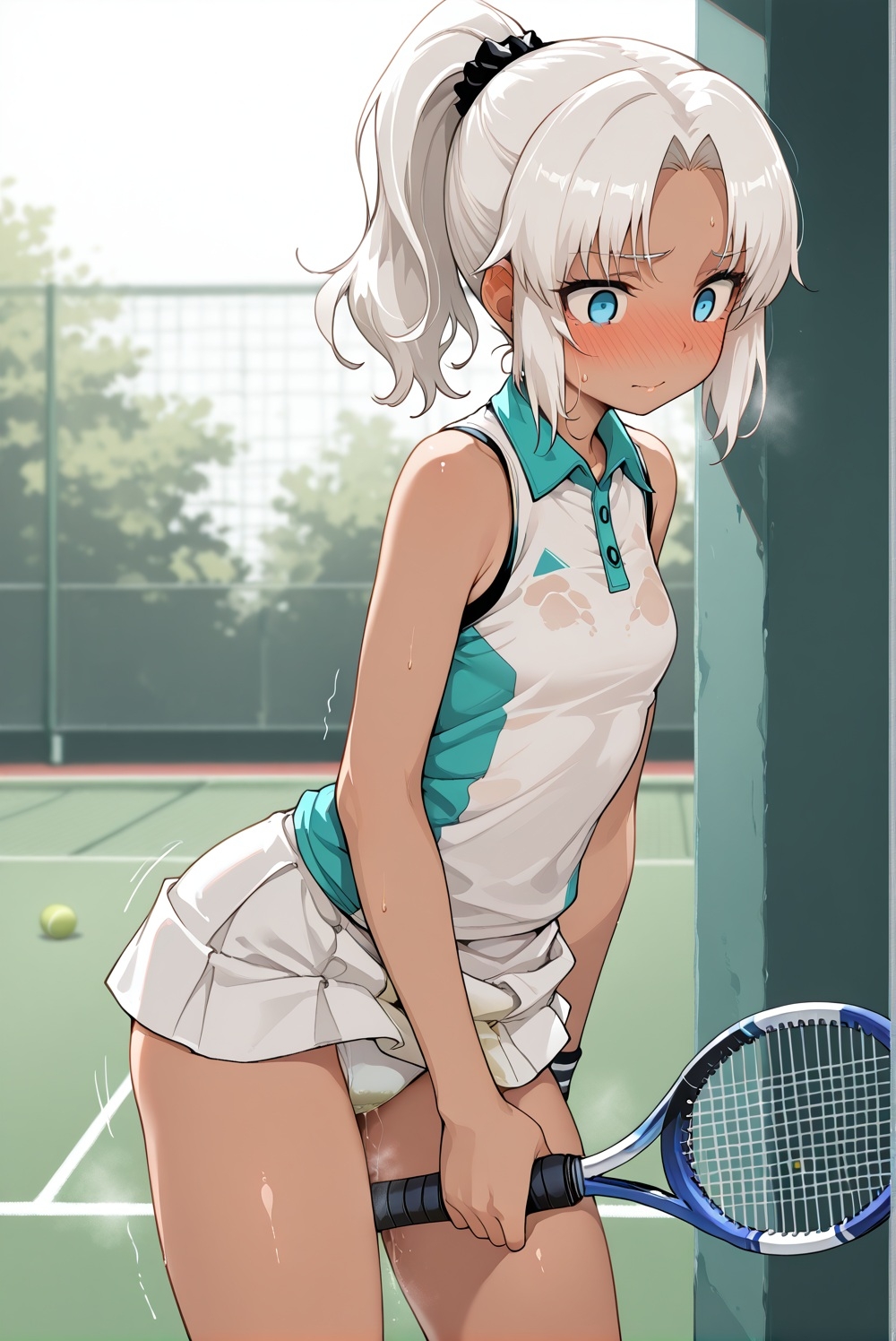 濡れゆくテニスコート