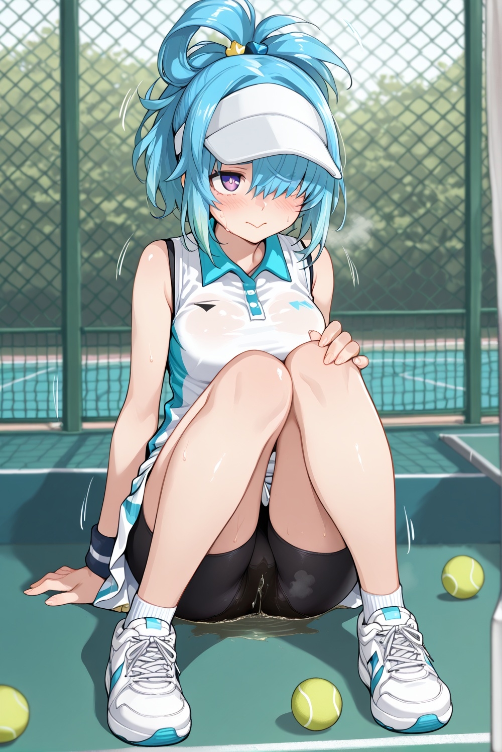 濡れゆくテニスコート