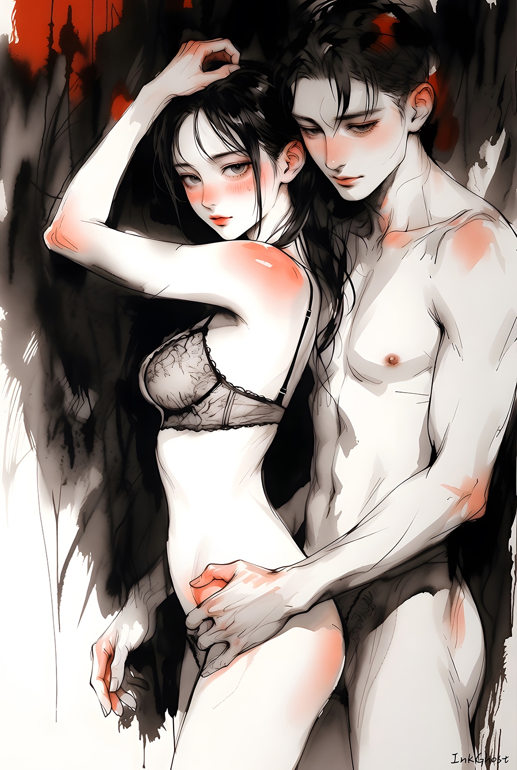 【5000px超高画質】愛欲の墨色～最愛の恋人と溺れる濃厚生中出CG集～120P