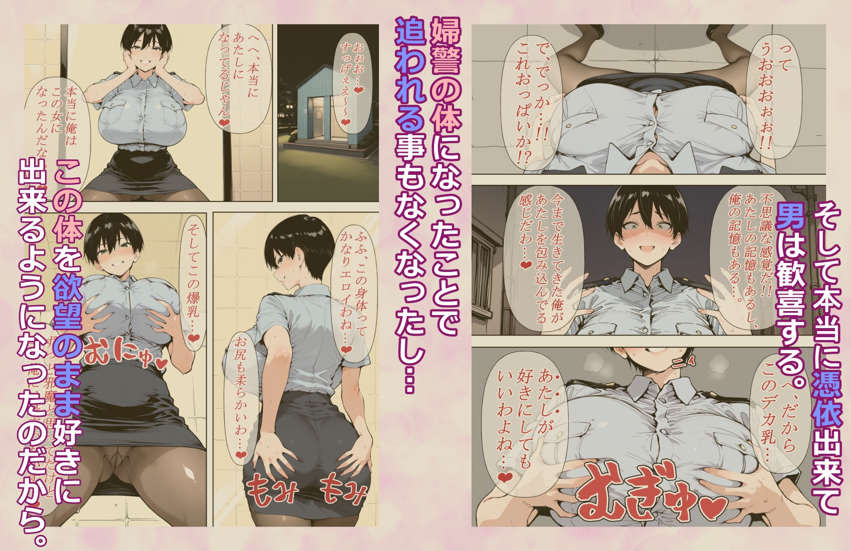巨乳婦警さんに憑依したのでオナってセクハラして後輩とレズセする!!
