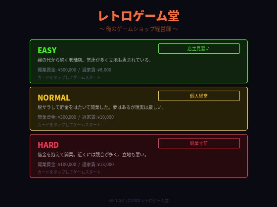 レトロゲーム堂 〜俺のゲームショップ経営録〜