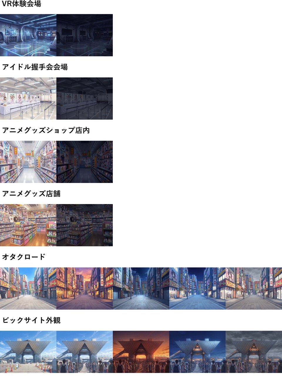 【同一画像高品質差分/79枚】オタク/サブカルチャー背景パック【昼夕夜曇差分】