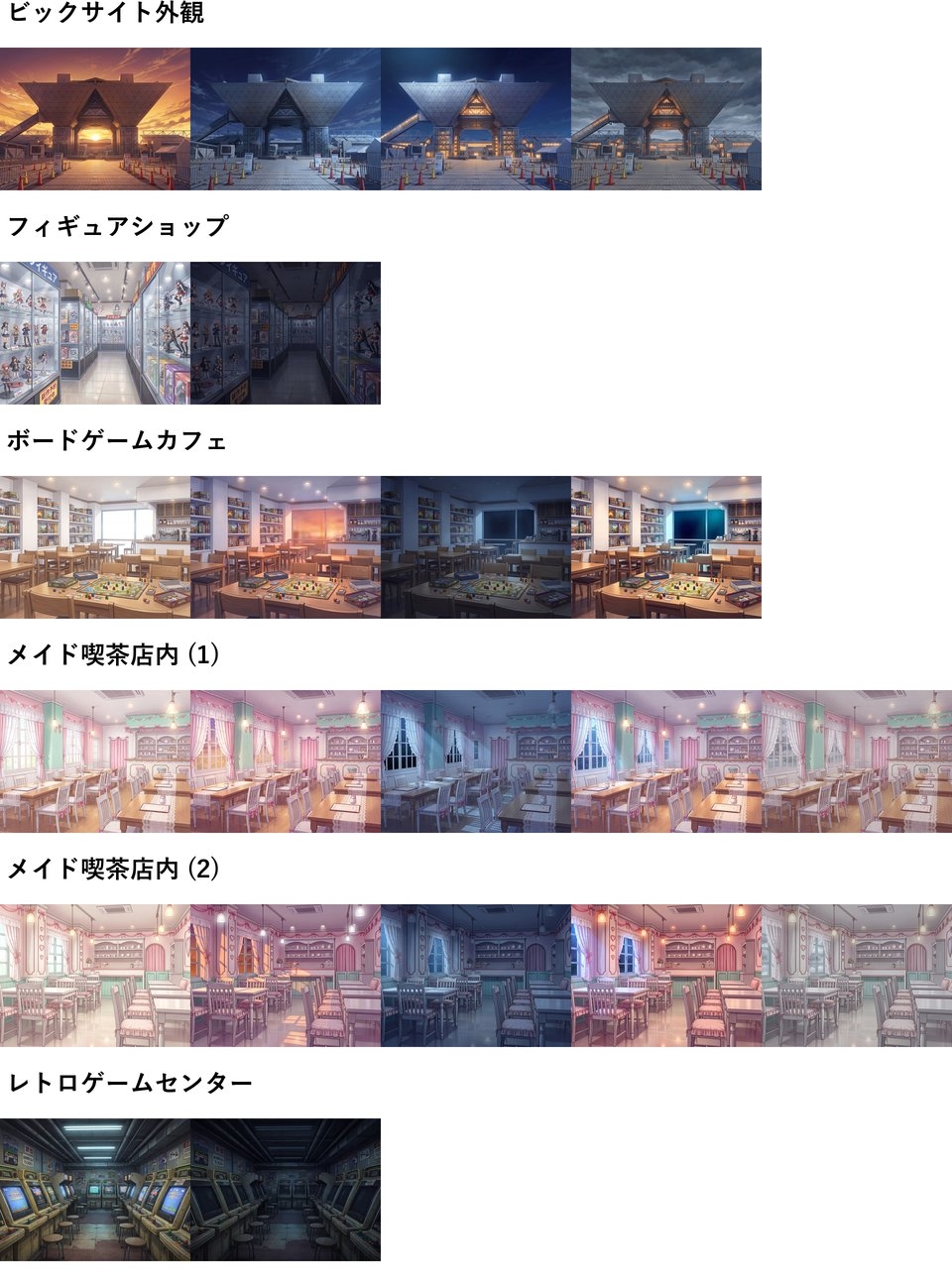 【同一画像高品質差分/79枚】オタク/サブカルチャー背景パック【昼夕夜曇差分】