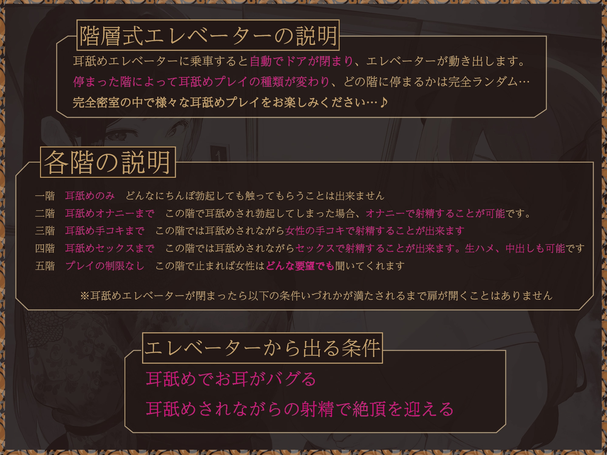 【密室×耳舐め特化】階層式耳舐めエレベーター♡階が上がるごとに耳舐めプレイが激しくなるドスケベエレベーターで毎日逃げ場0階層式耳舐めプレイ
