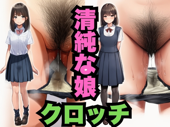 清純女の子の濃い色パンティーと汗たっぷりクロッチ