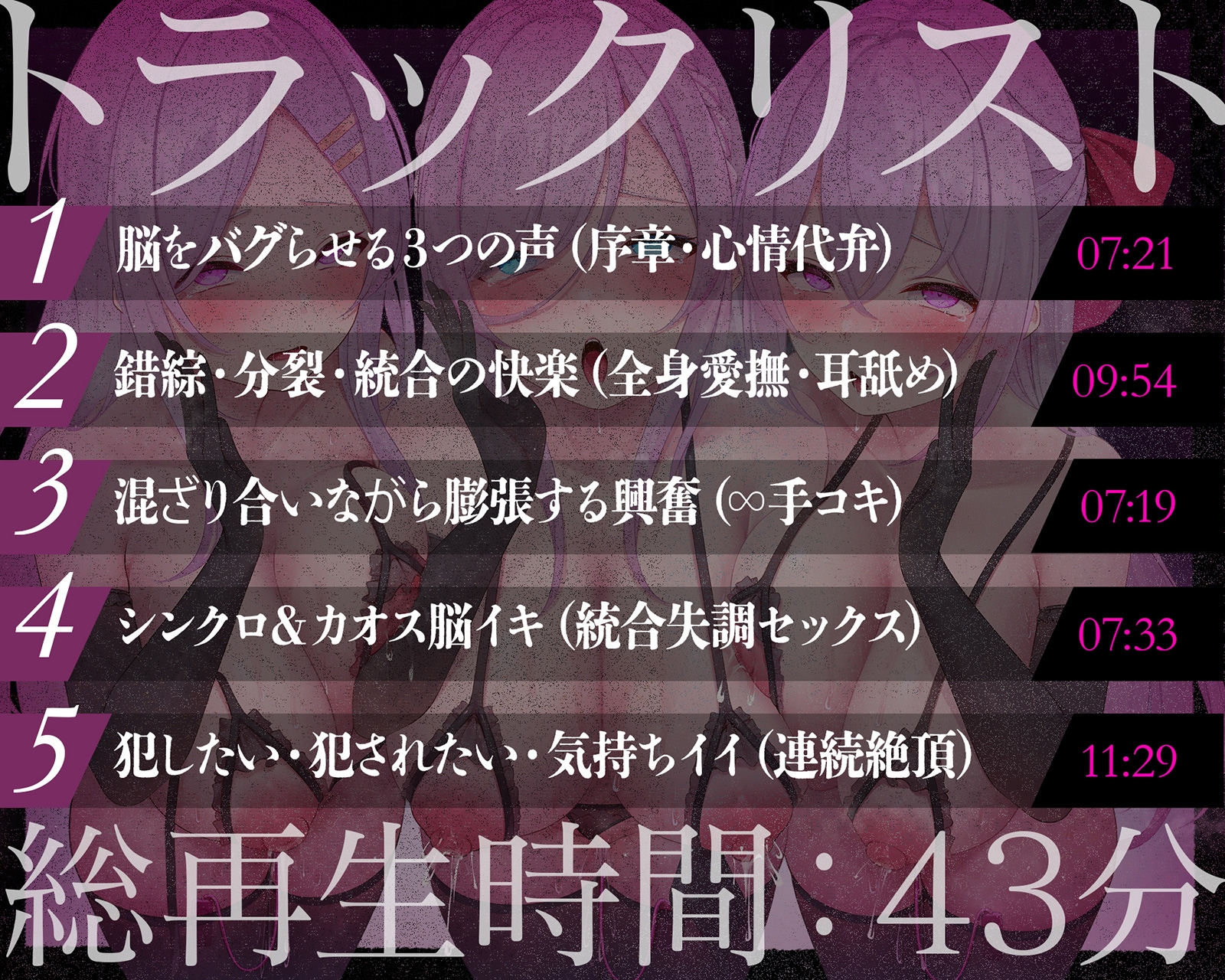 【多重シンクロ催○】犯したい・犯されたい・気持ちいい～三方向から<心情代弁>されて、脳みそ溶けて全部出ちゃう…