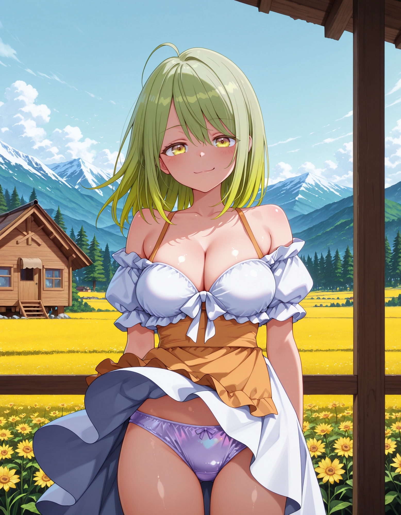 ヨーロッパ民族衣装風ドレスでパンチラ