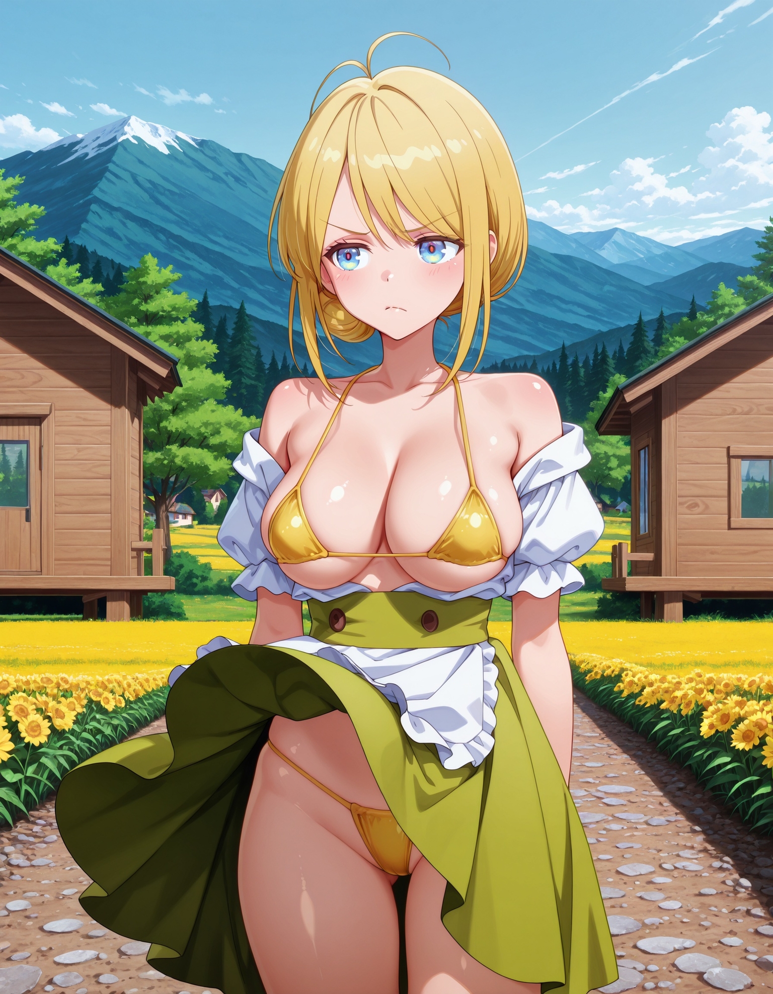 ヨーロッパ民族衣装風ドレスでパンチラ