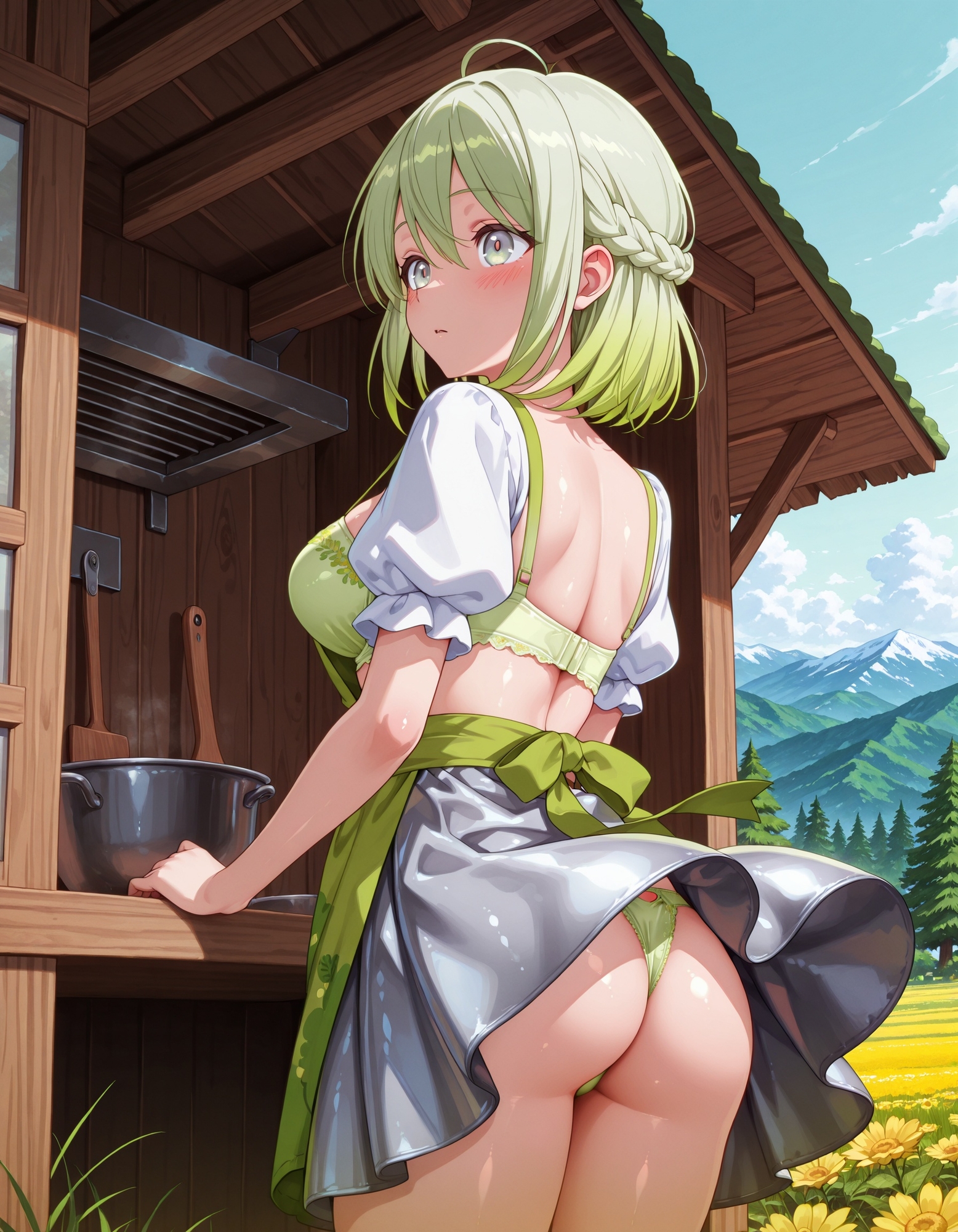 ヨーロッパ民族衣装風ドレスでパンチラ