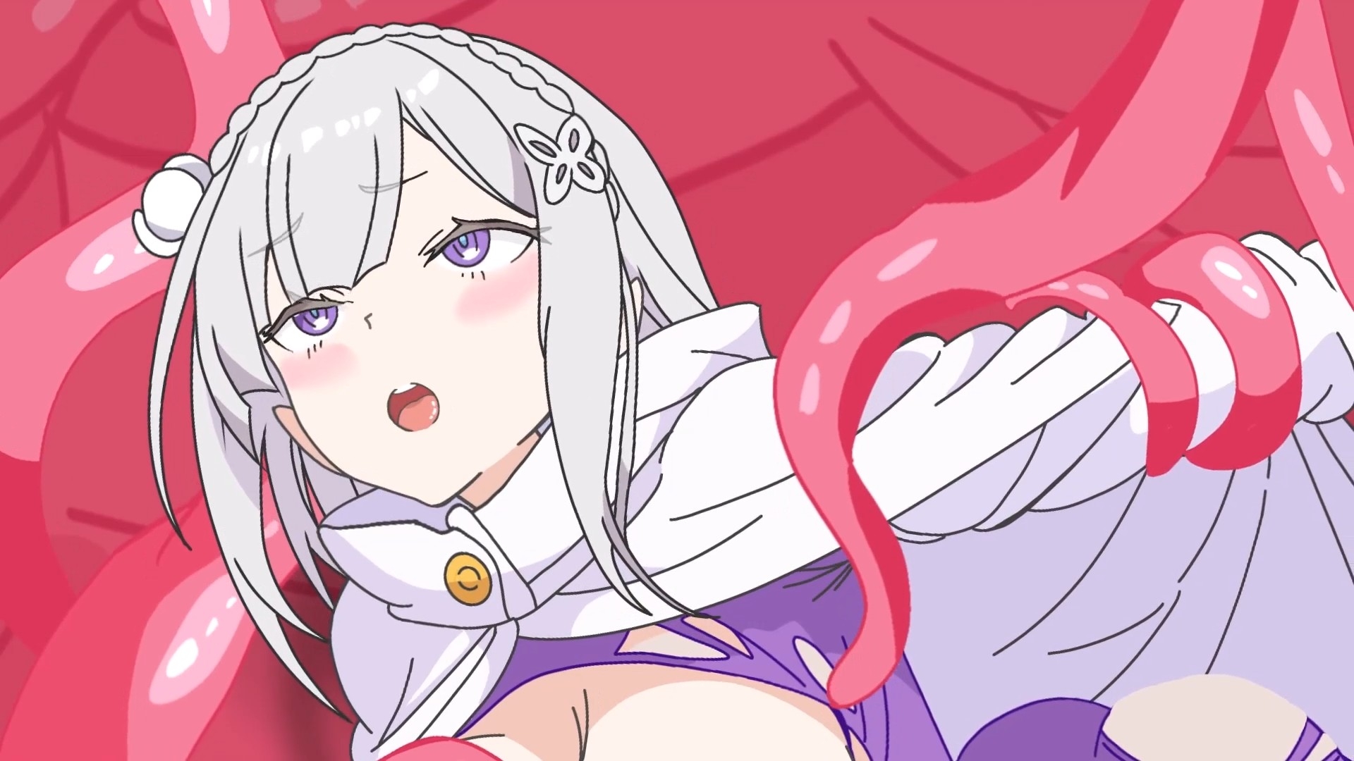 【Live2Dアニメ】砂丘を渡る途中で大穴に落ちたエミリアが触手の魔獣に襲われる… – Preview 2