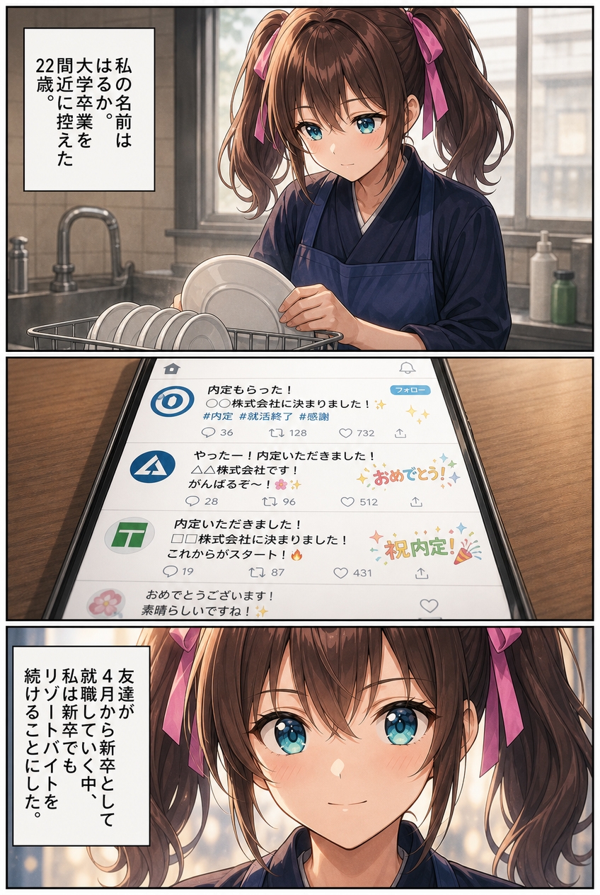 はるか、新卒でもリゾートバイトやるってよ 第1話「就活って、コスパ悪くないですか?」