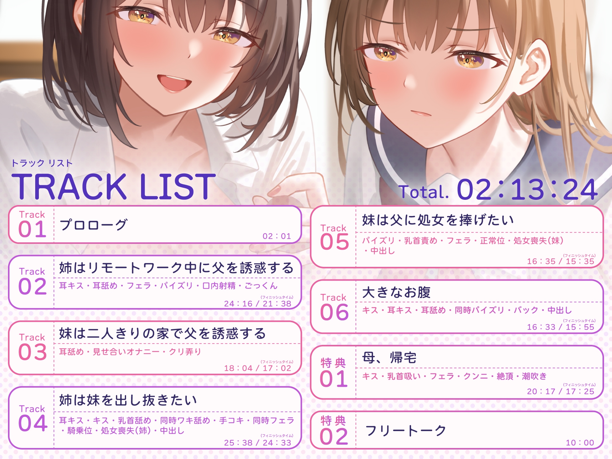 【男性受け】爆乳姉妹はパパの特濃精子で孕まされたい～義理の娘たちによる背徳逆NTR～【KU100バイノーラル/2時間】