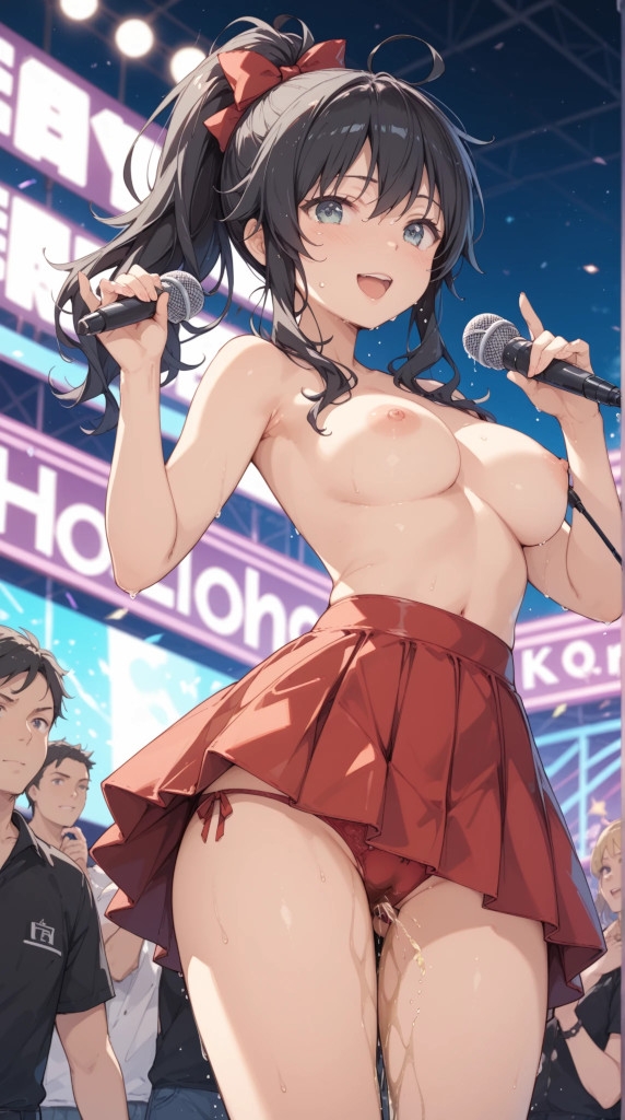 【トップレスアイドルのコンサートでの放尿イラスト】