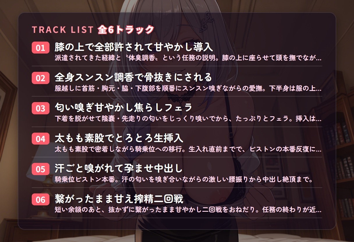 【嗅ぎ甘やかし×匂い調香】クーデレ未来人妻調香師の全身スンスン孕ませご奉仕フェラ ～あなたの匂いごと飲み干して搾精されちゃう♡～(全91分) – Preview 3