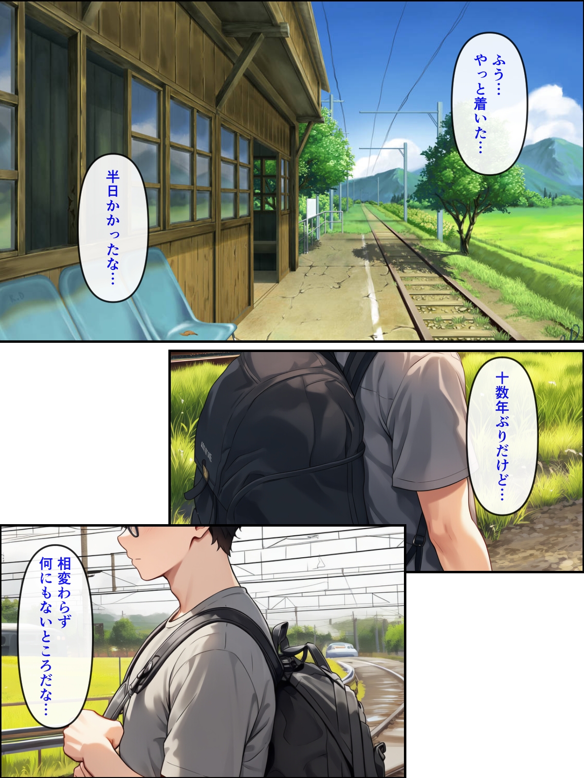 久しぶりに帰った田舎で、幼なじみと思い出巡りする話