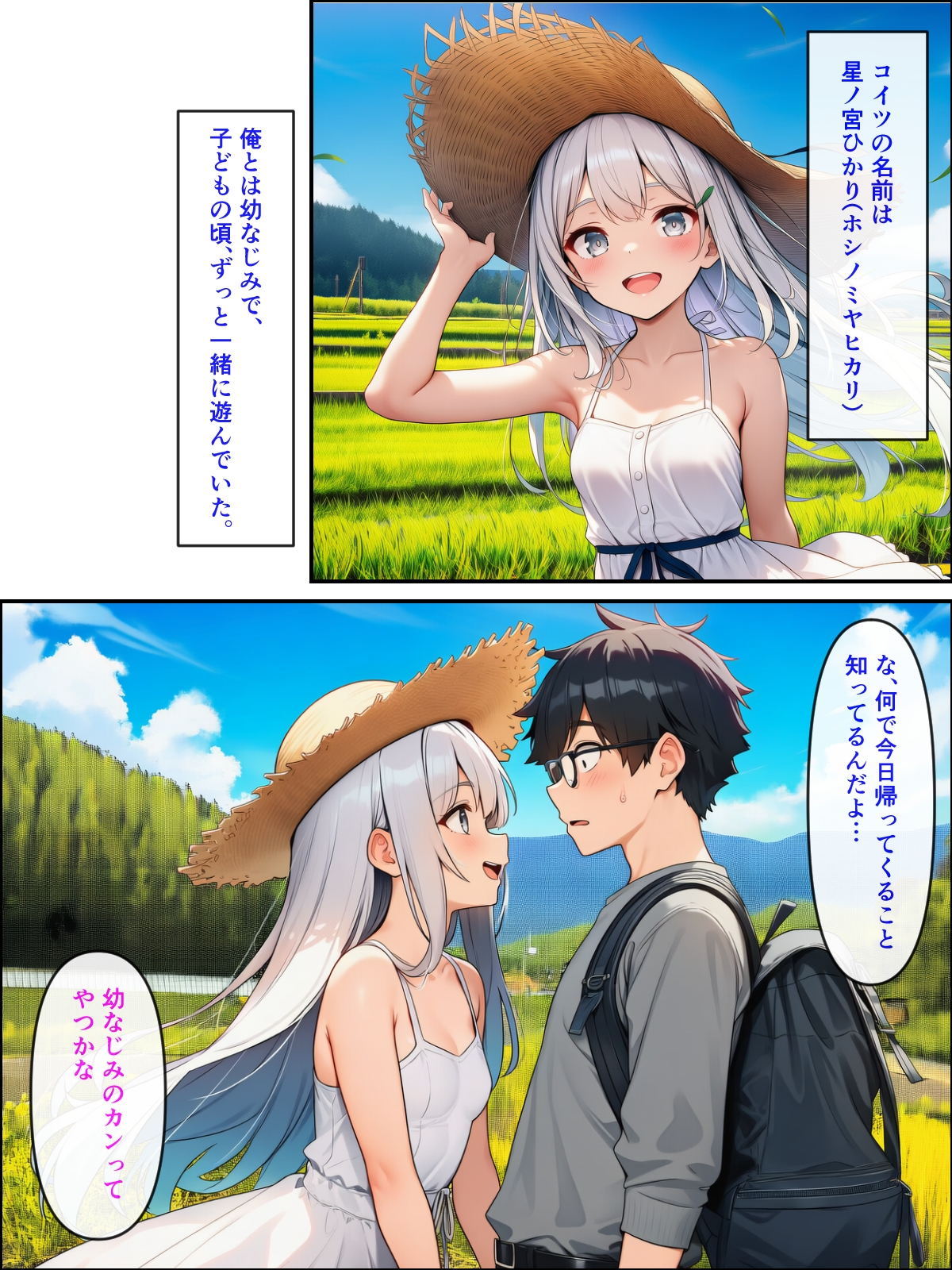 久しぶりに帰った田舎で、幼なじみと思い出巡りする話