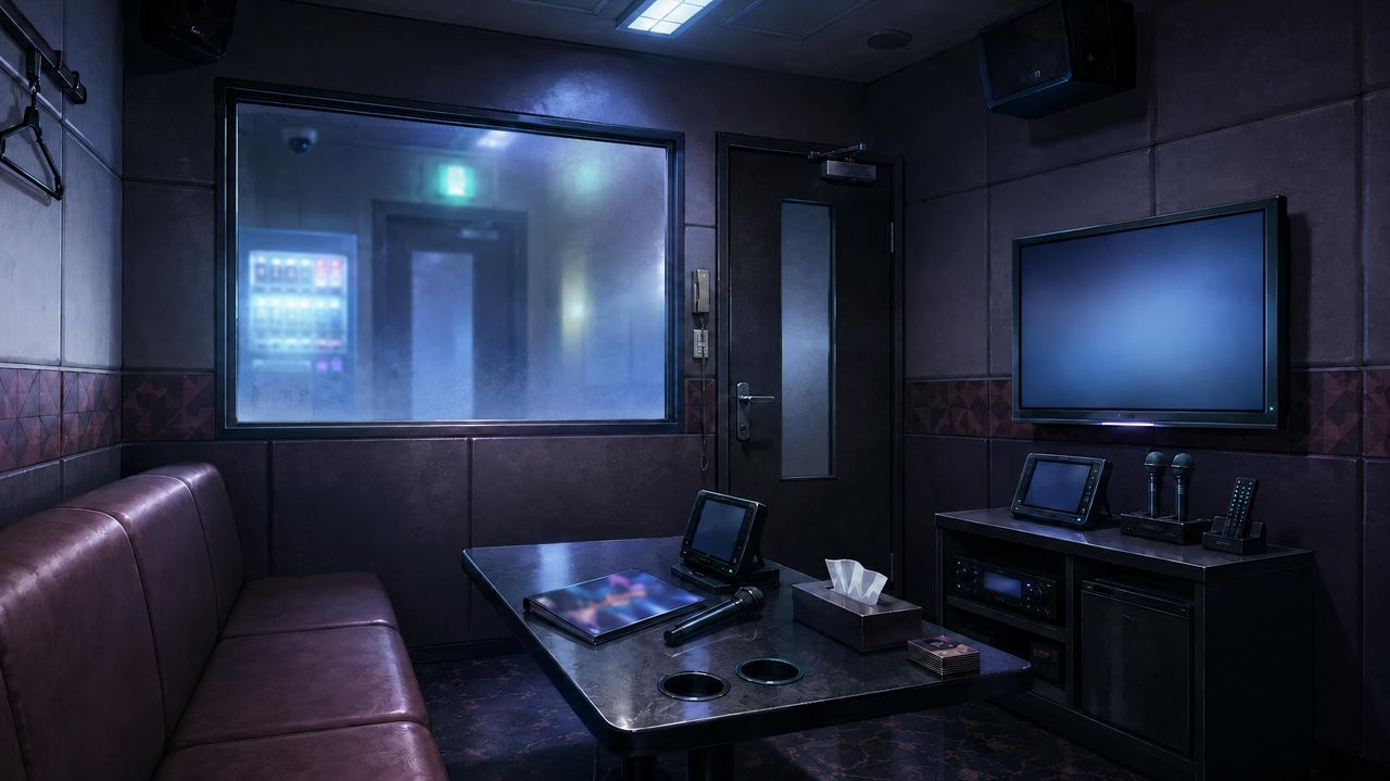 だれもいない深夜のカラオケボックス|背景差分素材60枚【TRPG/CoC】