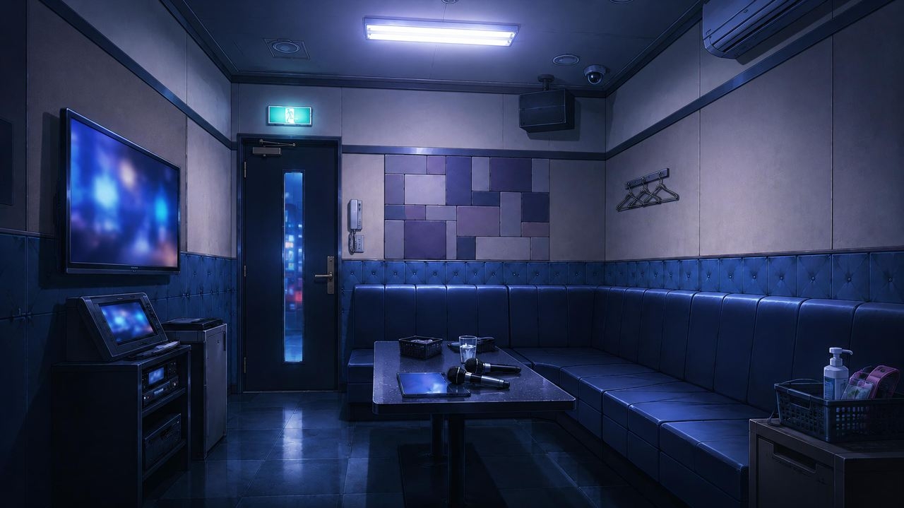 だれもいない深夜のカラオケボックス|背景差分素材60枚【TRPG/CoC】