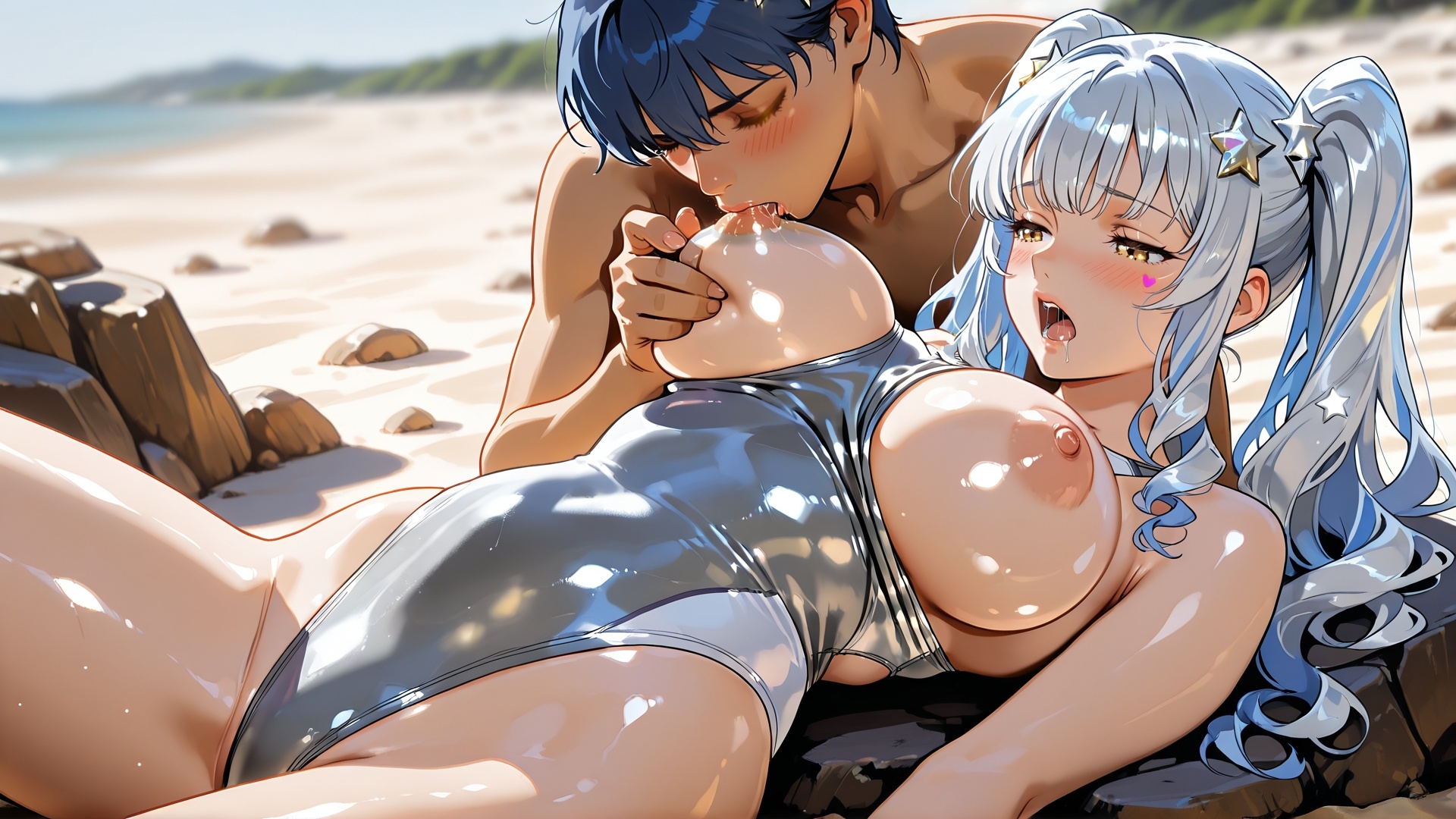 【4k120FPSフルアニメーション動画】乳もみ、乳首責め ビーチで青姦SEX 見られちゃたらどうしよう!! ルナは我慢できません – Preview 2