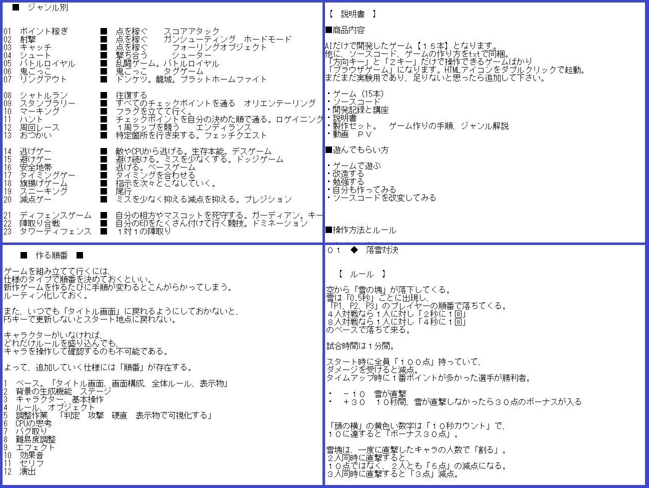 [600円]ゲーム15本◆AIでゲーム制作講座!!改造して楽しい「ソースと開発記録同梱」