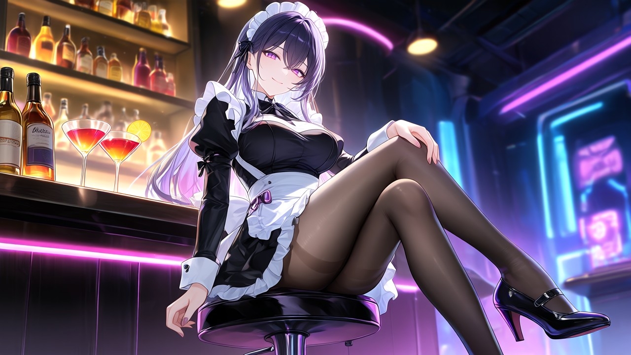 【AIイラスト集】ネオサイバー美少女〜近未来メイドと黒タイツファッション〜 – Preview 4