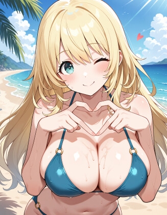 愛〇 ビーチで